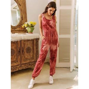 New - Tie dye Tie Front Tank Jumpsuit